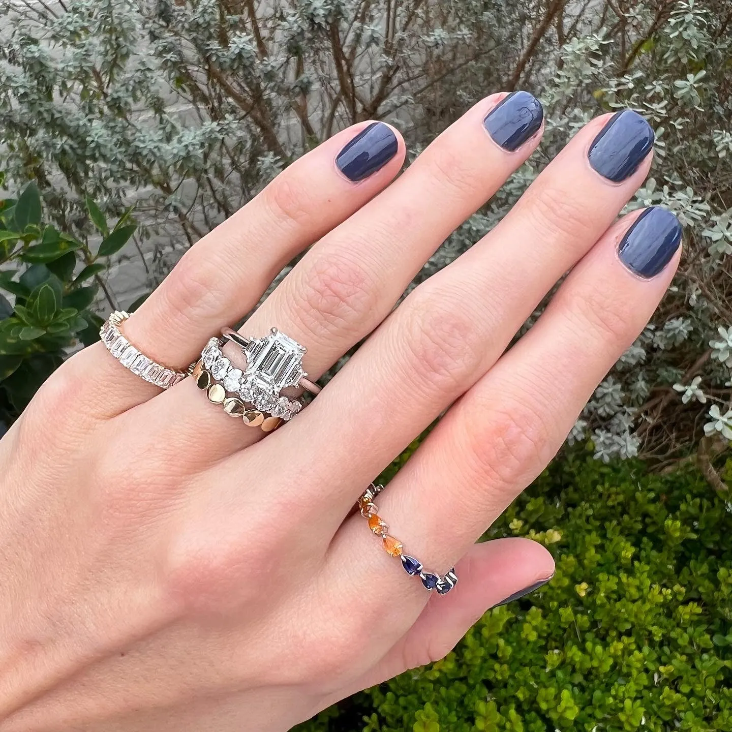 North/South Emerald Cut Diamond Band sold by LINDSEY LEIGH JEWELRY product image thumbnail 5