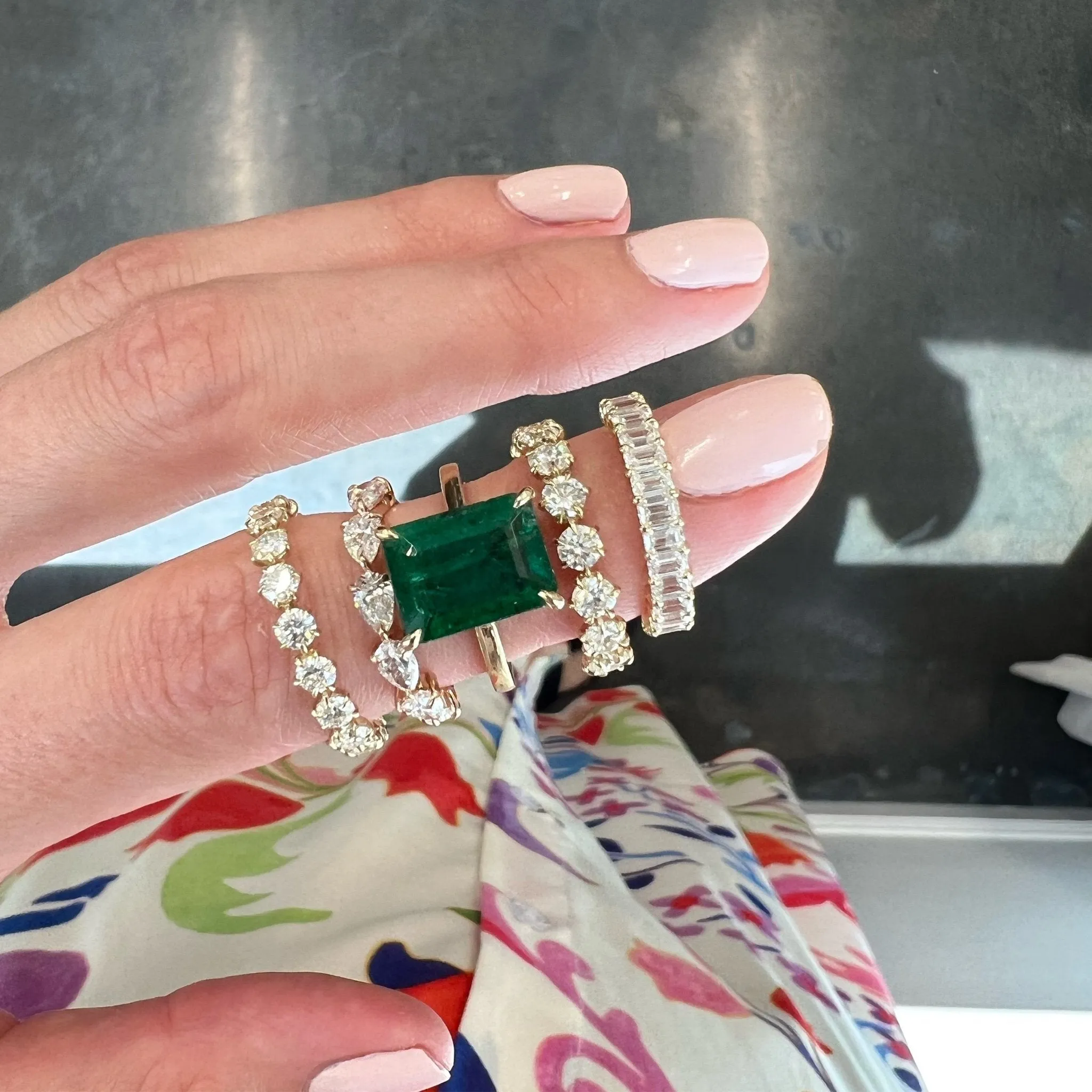 North/South Emerald Cut Diamond Band sold by LINDSEY LEIGH JEWELRY product image thumbnail 4