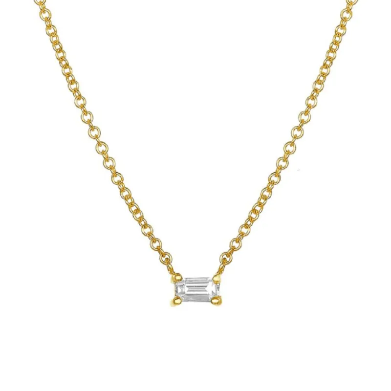 Baguette Diamond Necklace sold by LINDSEY LEIGH JEWELRY
