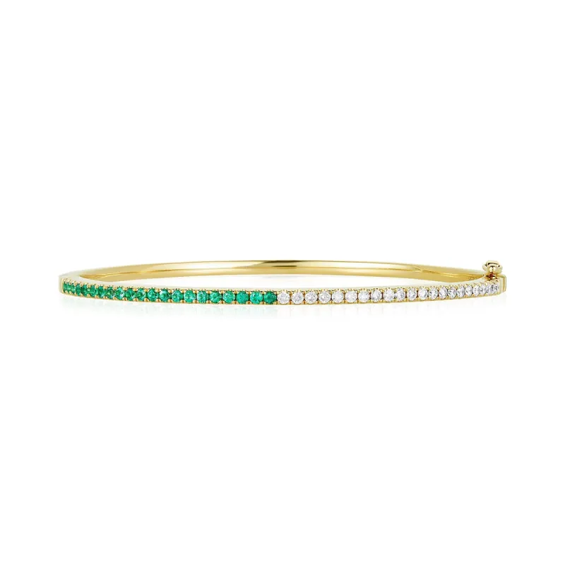 Half Diamond & Gemstone Bangle sold by LINDSEY LEIGH JEWELRY