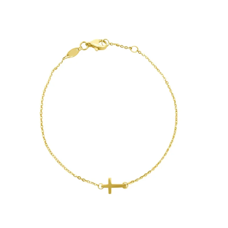 Gold Mini Cross Bracelet sold by LINDSEY LEIGH JEWELRY