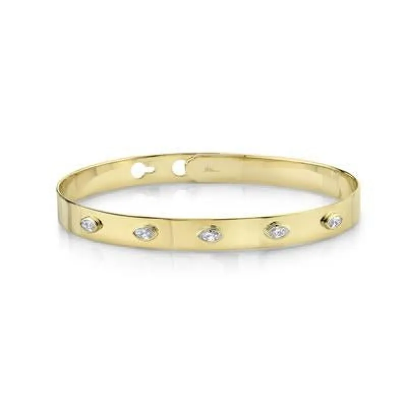 Diamond Marquise Bezel Latch Bangle sold by LINDSEY LEIGH JEWELRY