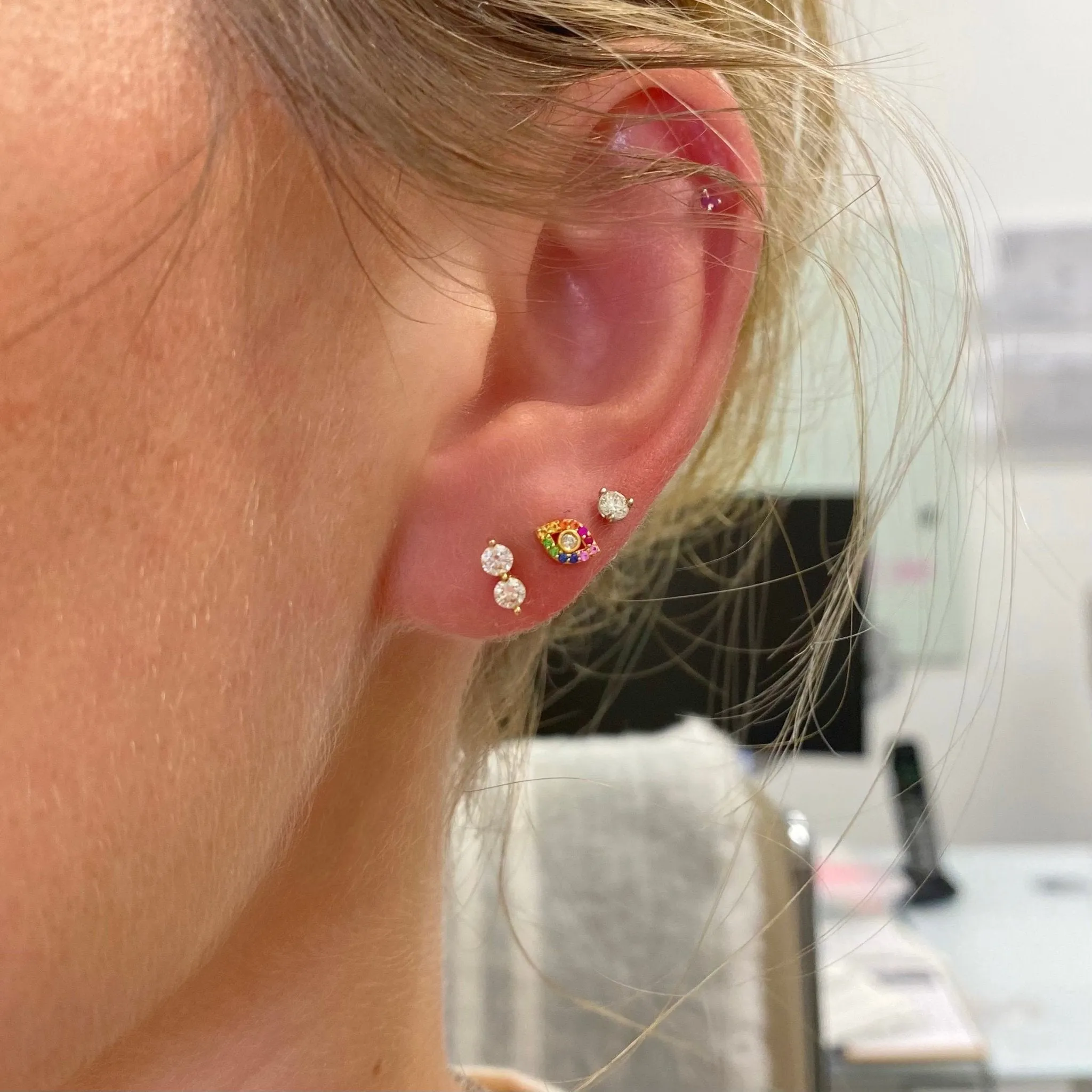 Rainbow Evil Eye Stud sold by LINDSEY LEIGH JEWELRY product image thumbnail 3