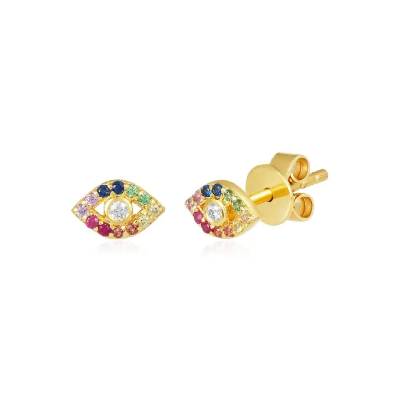 Rainbow Evil Eye Stud sold by LINDSEY LEIGH JEWELRY
