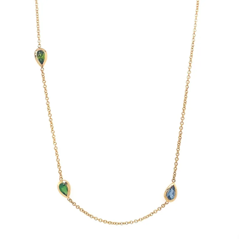 Birthstone Bezel Pear Necklace sold by LINDSEY LEIGH JEWELRY