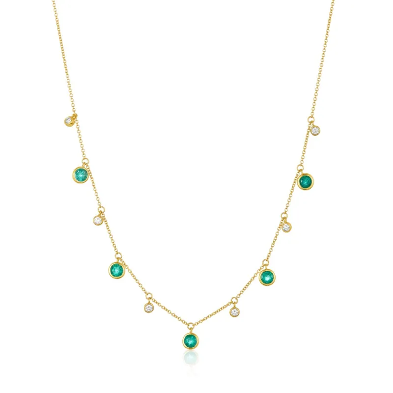 Gemstone & Diamond Bezel Dangle Necklace sold by LINDSEY LEIGH JEWELRY