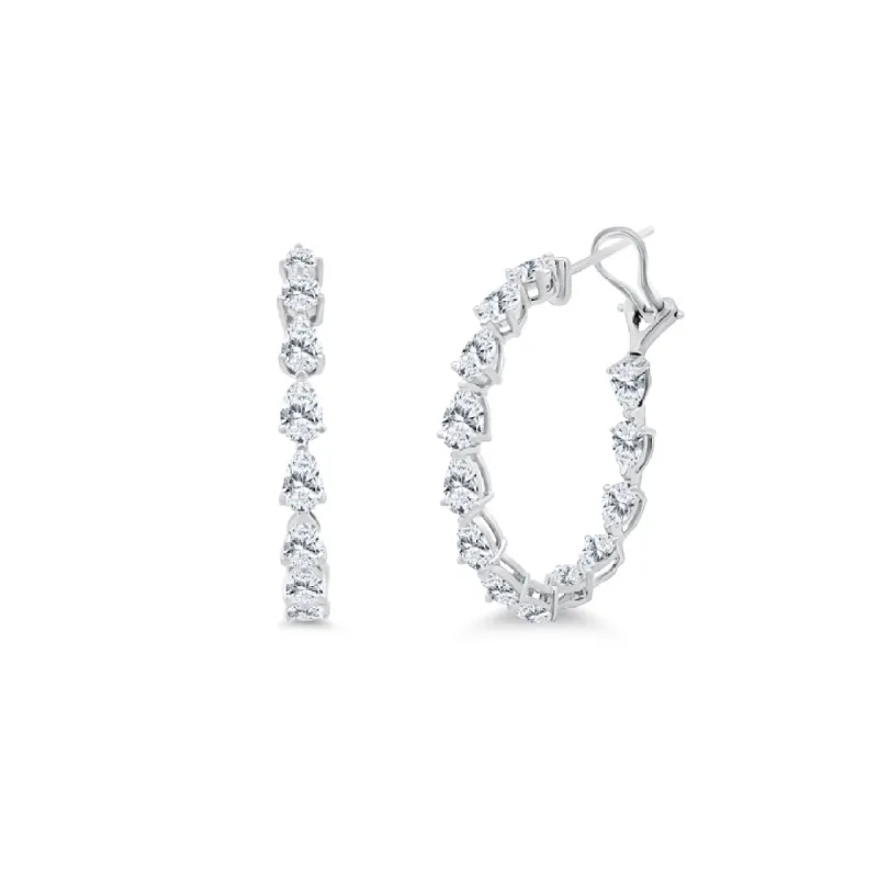 Chasing Pear Diamond Hoops sold by LINDSEY LEIGH JEWELRY