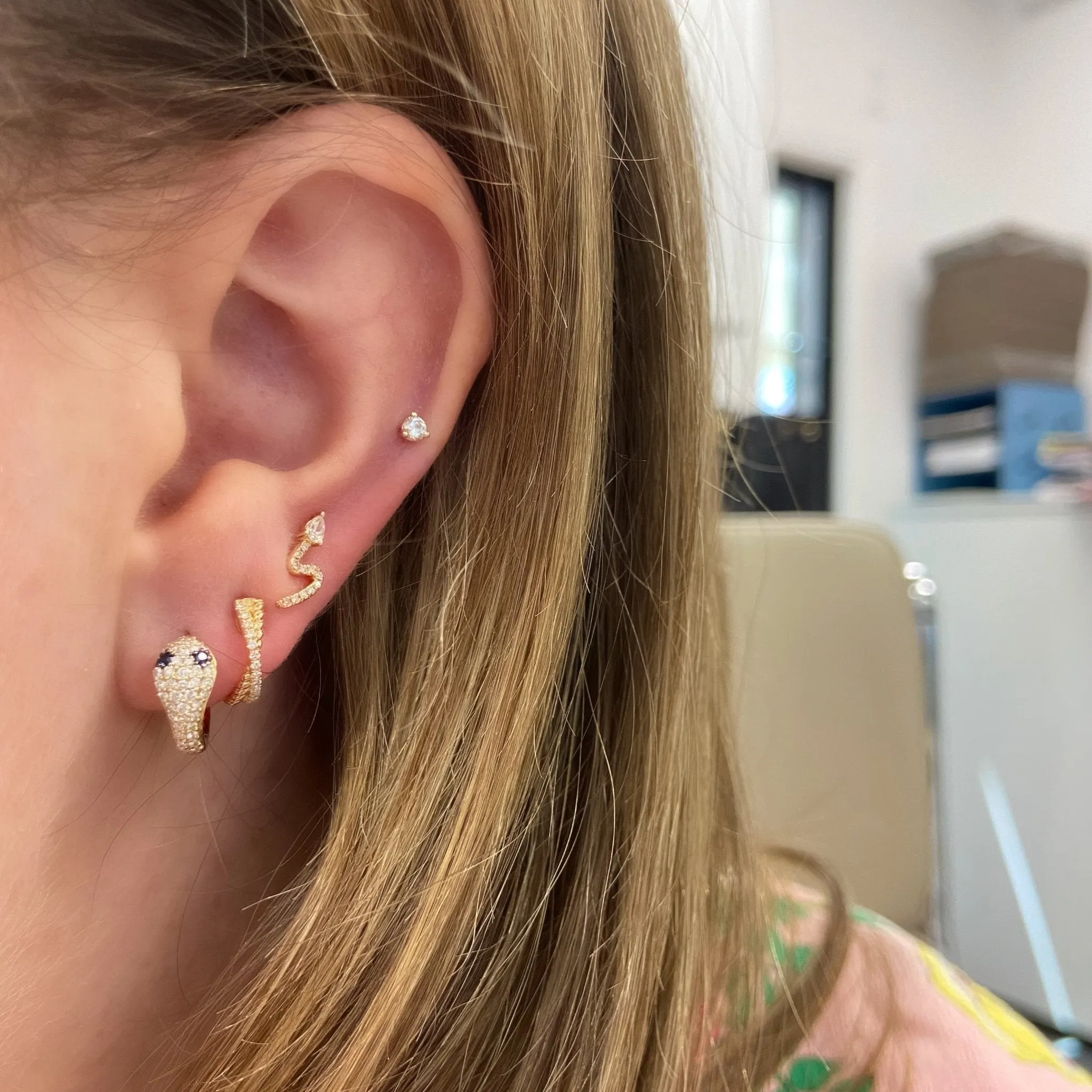 Large Pave Snake Huggie sold by LINDSEY LEIGH JEWELRY product image thumbnail 2