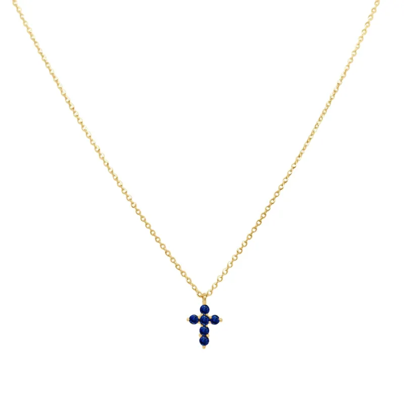 Gemstone Mini Cross Necklace sold by LINDSEY LEIGH JEWELRY
