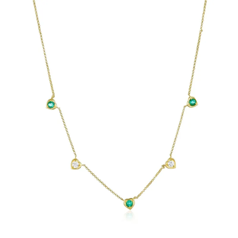 Diamond & Emerald Heart Illusion Necklace sold by LINDSEY LEIGH JEWELRY