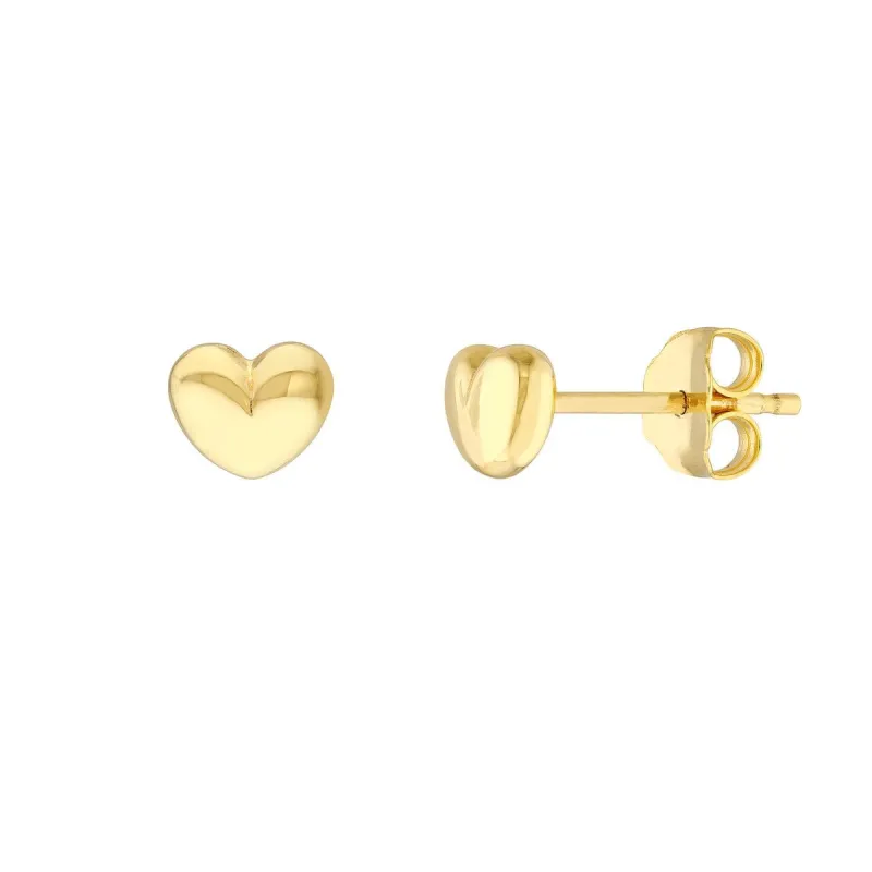 Gold Puffy Heart Stud sold by LINDSEY LEIGH JEWELRY