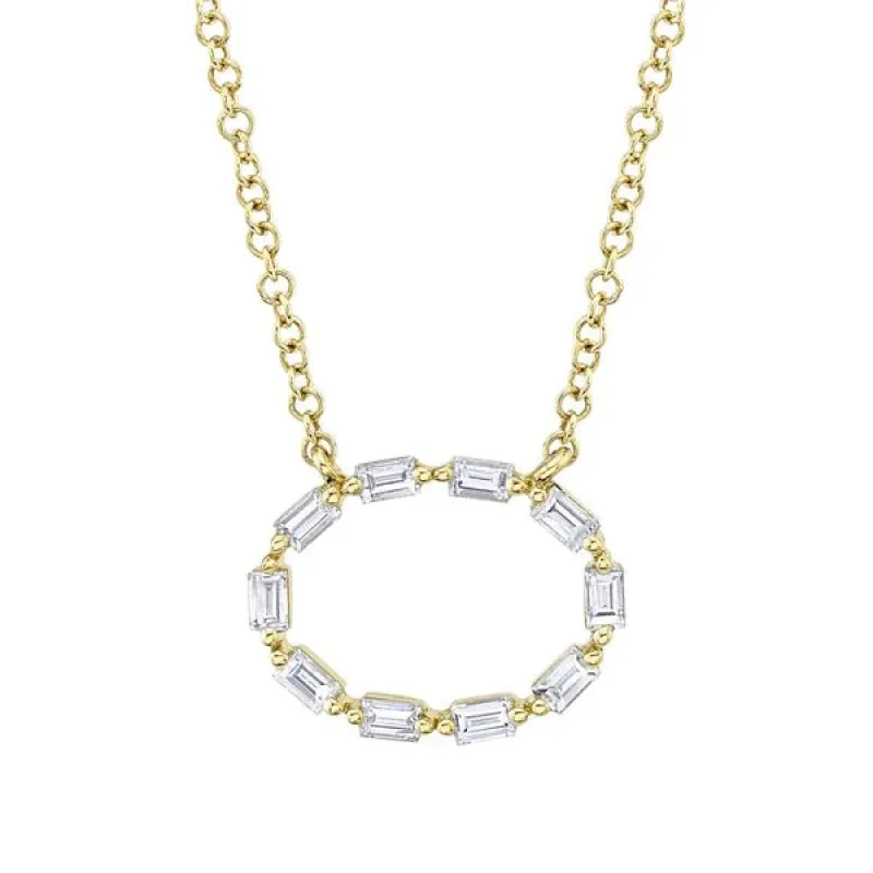 Diamond Oval Baguette Necklace sold by LINDSEY LEIGH JEWELRY
