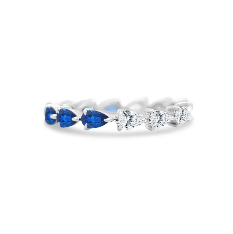 LLJ Signature Chasing Sapphire & Diamond Pear Band sold by LINDSEY LEIGH JEWELRY