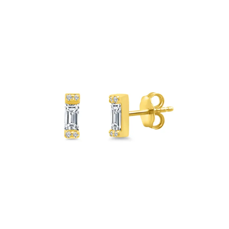 Baguette Diamond Studs sold by LINDSEY LEIGH JEWELRY