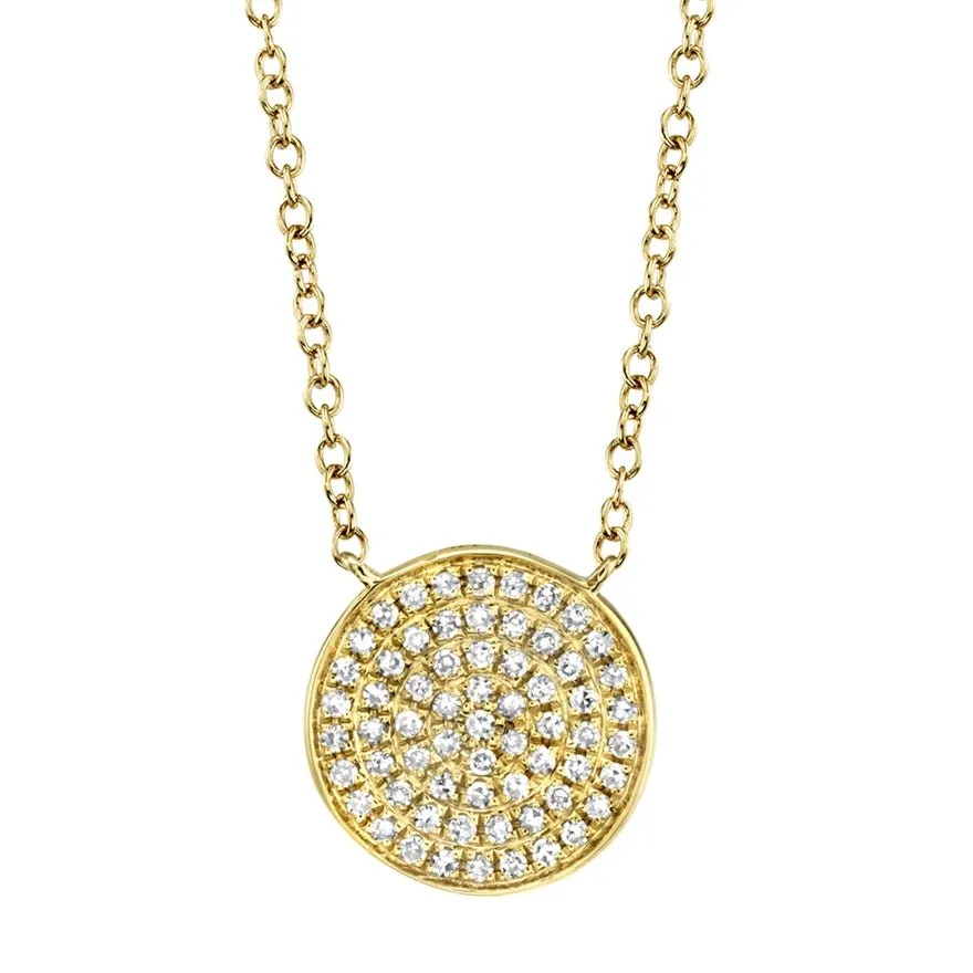 Pave Disc Necklace sold by LINDSEY LEIGH JEWELRY