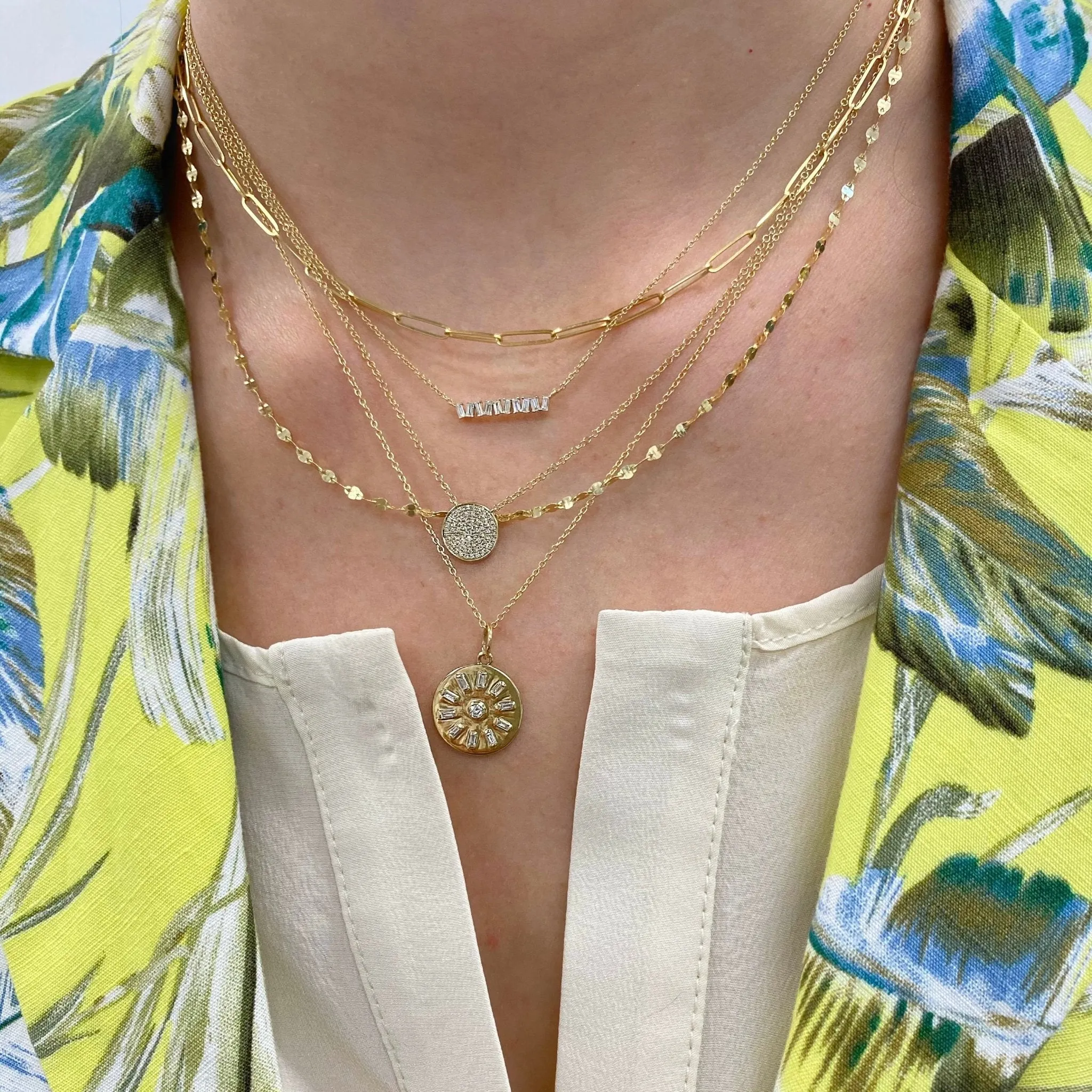 Pave Disc Necklace sold by LINDSEY LEIGH JEWELRY product image thumbnail 3