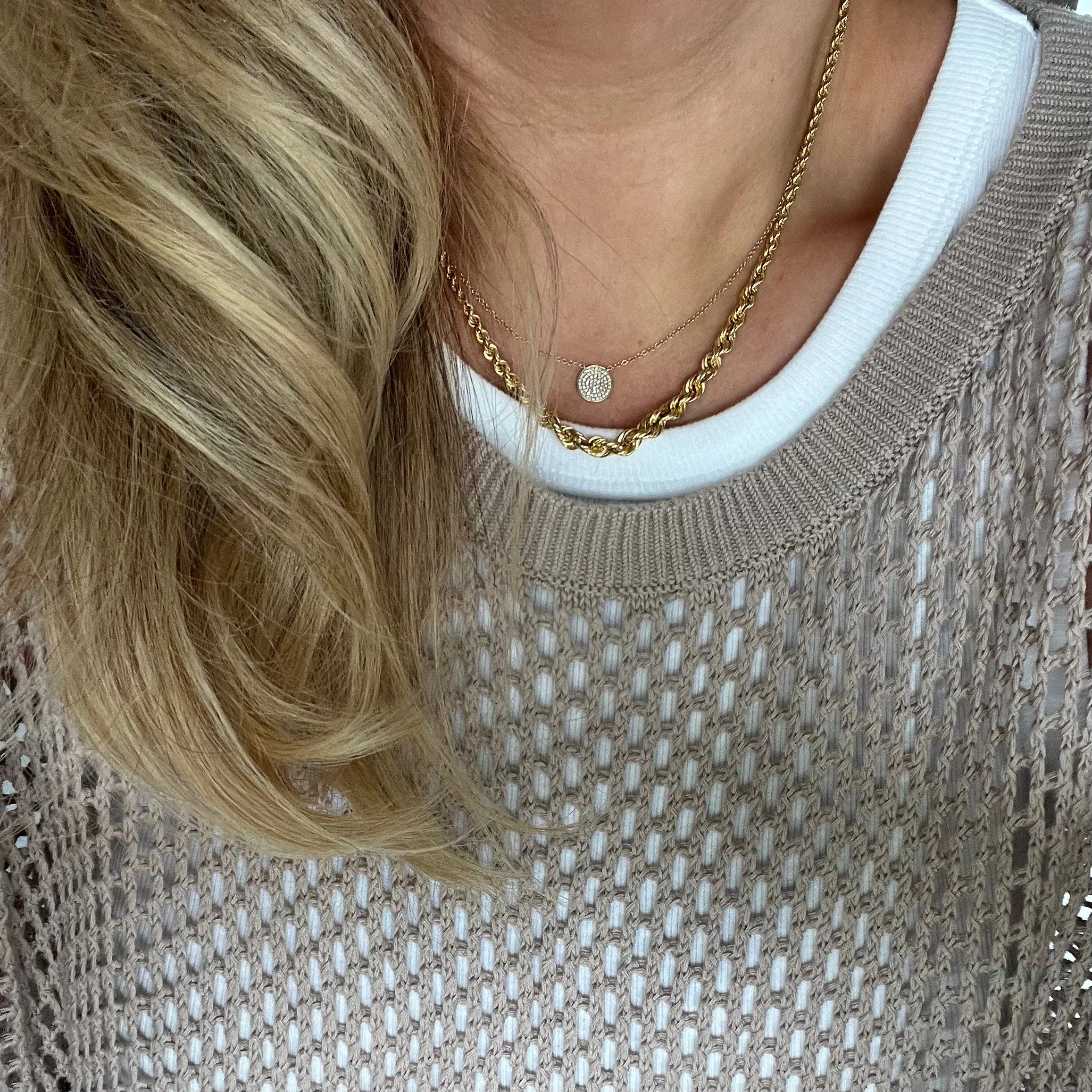 Pave Disc Necklace sold by LINDSEY LEIGH JEWELRY product image thumbnail 4