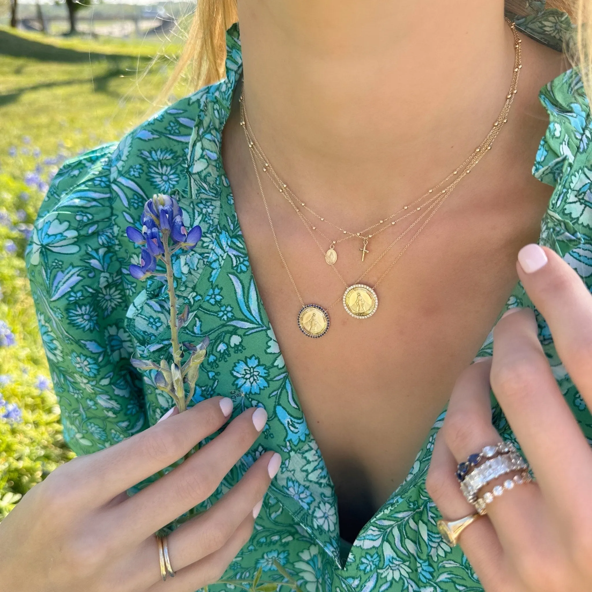 Petite Gold Cross Bead Necklace sold by LINDSEY LEIGH JEWELRY product image thumbnail 2