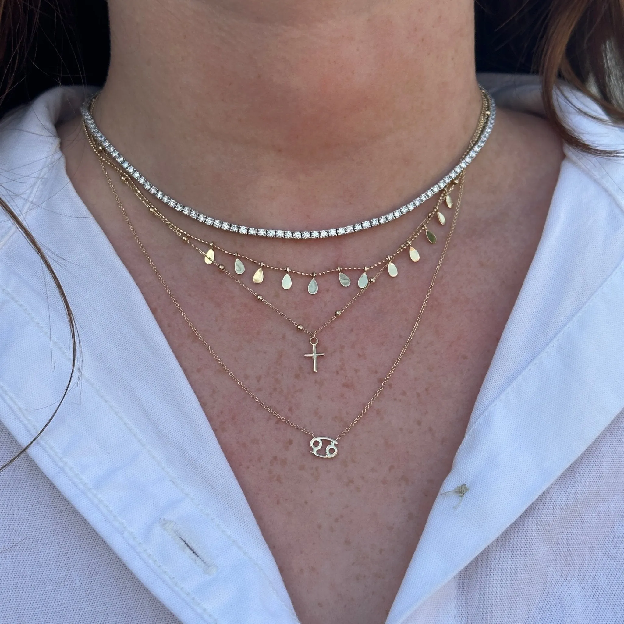 Petite Gold Cross Bead Necklace sold by LINDSEY LEIGH JEWELRY product image thumbnail 5