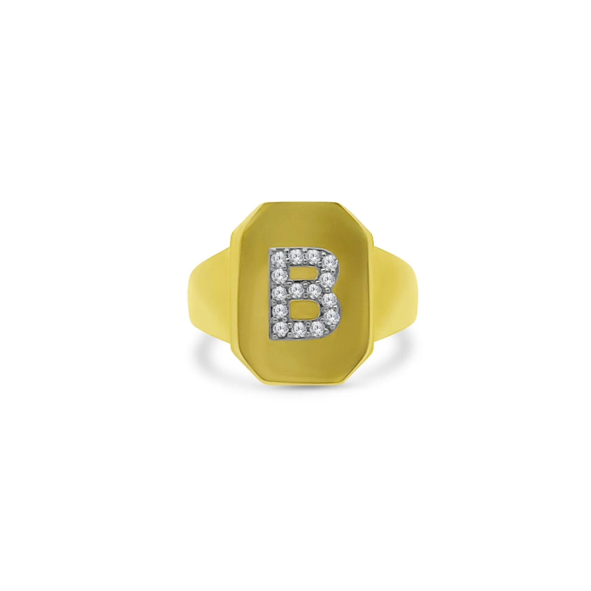 Diamond Initial Signet Ring sold by LINDSEY LEIGH JEWELRY