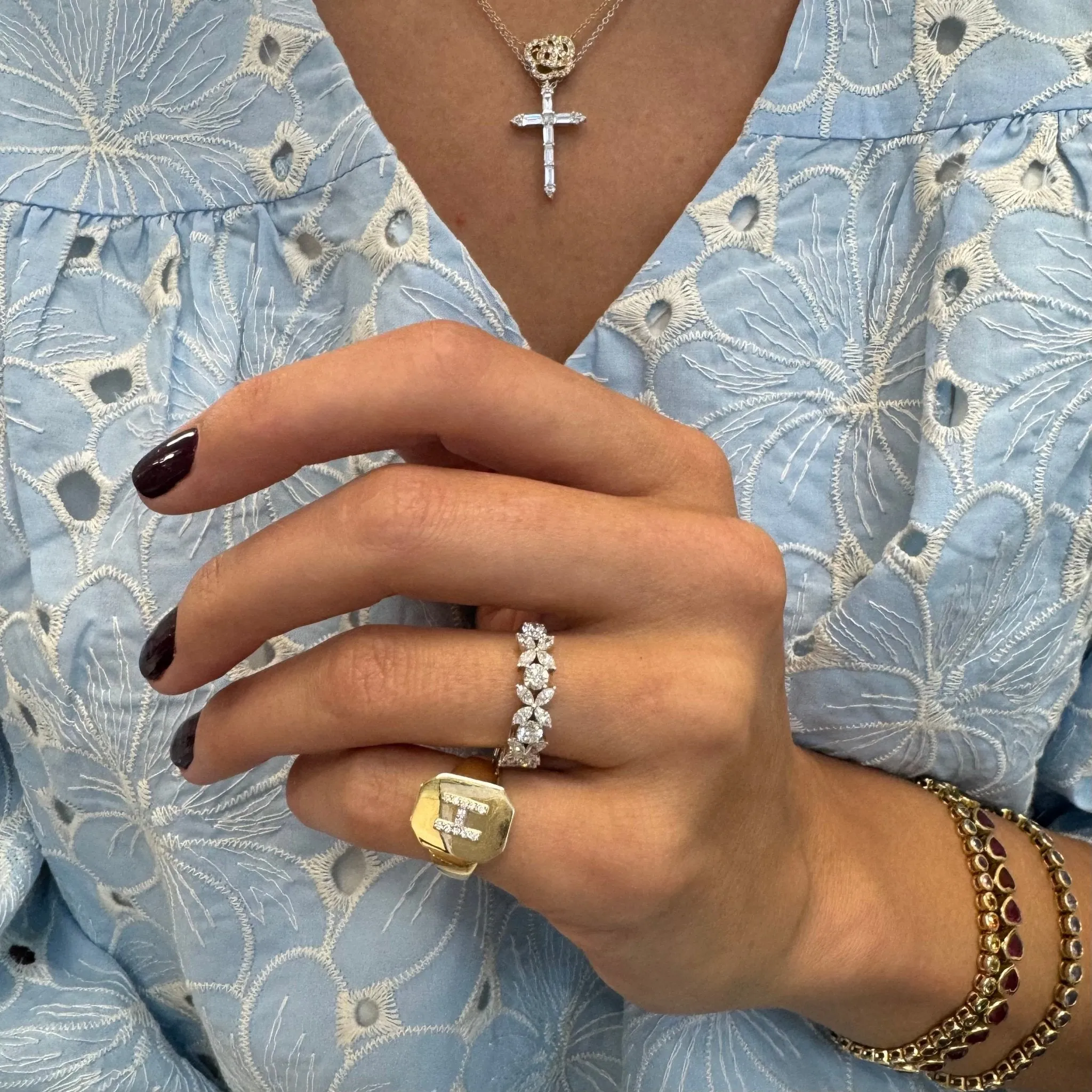 Diamond Initial Signet Ring sold by LINDSEY LEIGH JEWELRY product image thumbnail 4