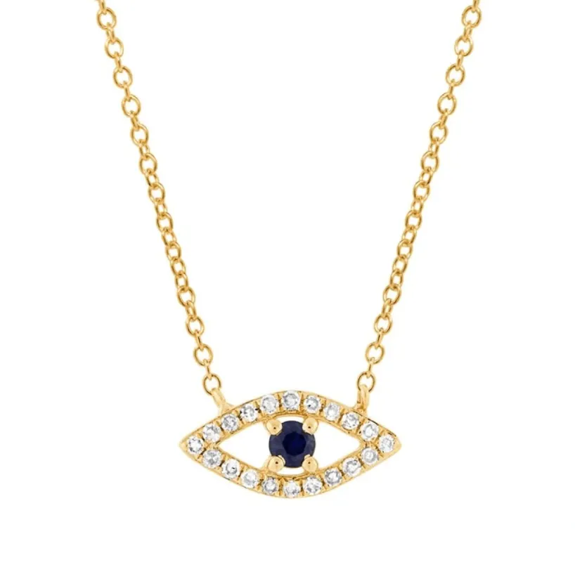Petite Sapphire Evil Eye Necklace sold by LINDSEY LEIGH JEWELRY