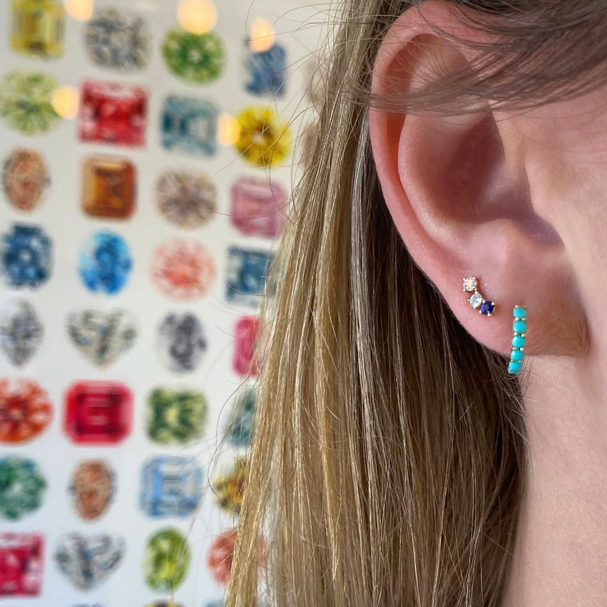 Reversible Diamond & Gemstone Huggies sold by LINDSEY LEIGH JEWELRY product image thumbnail 3