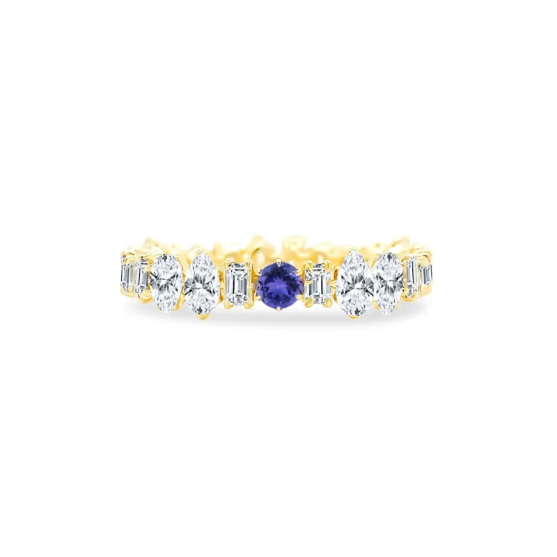 Multi Shape Gemstone and Diamond Eagle Prong Band sold by LINDSEY LEIGH JEWELRY