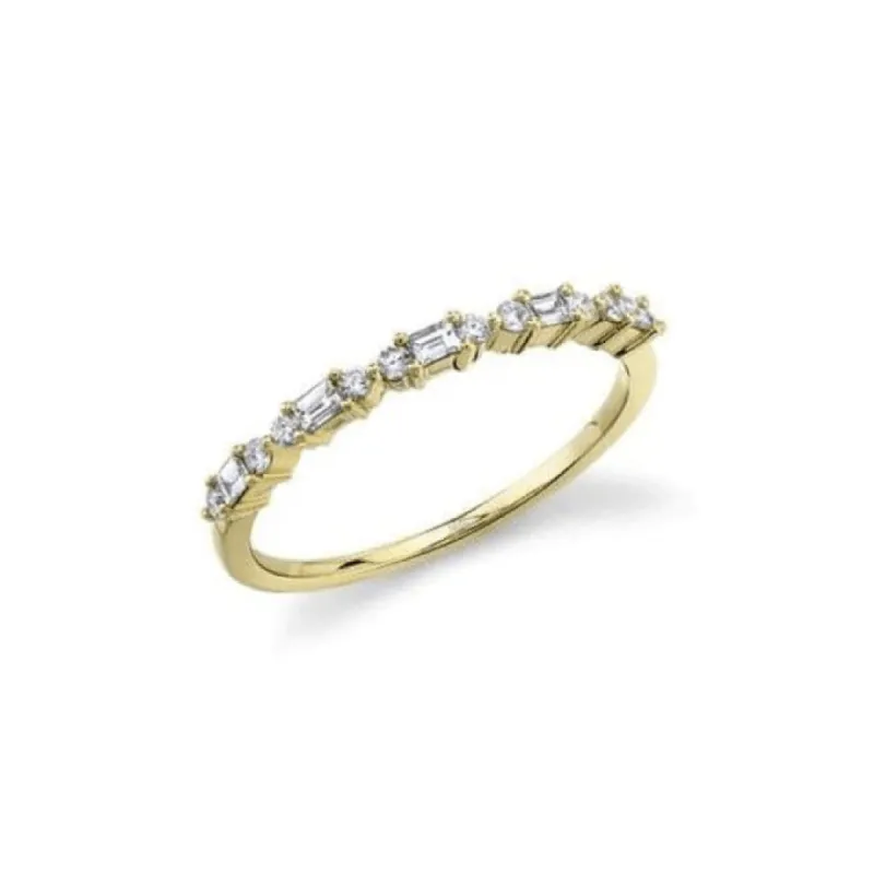 Alternating Double Round & Baguette Ring sold by LINDSEY LEIGH JEWELRY