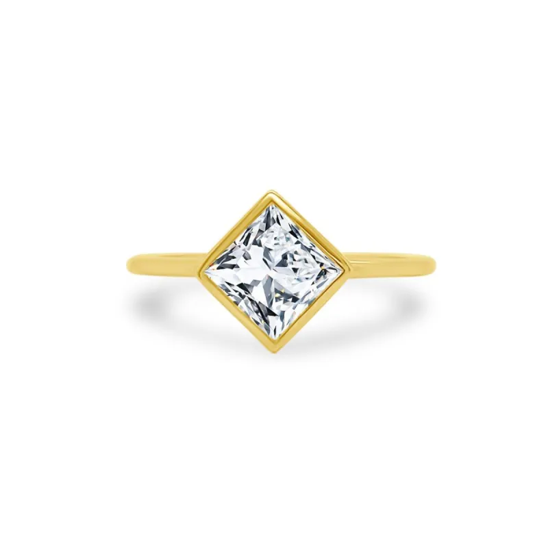 Bezel Set Princess Cut Solitaire sold by LINDSEY LEIGH JEWELRY