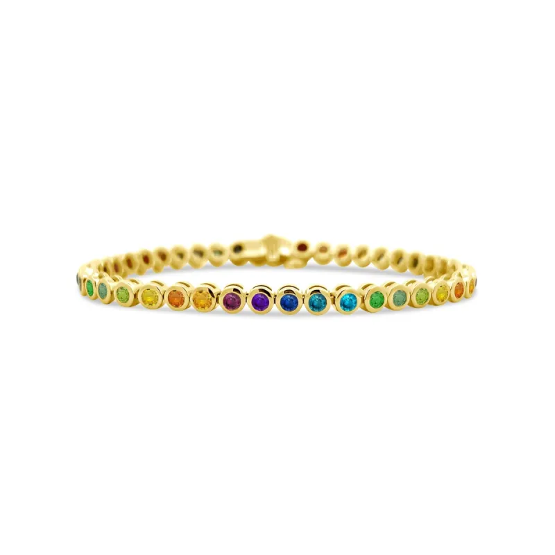 Rainbow Bezel Set Tennis Bracelet sold by LINDSEY LEIGH JEWELRY