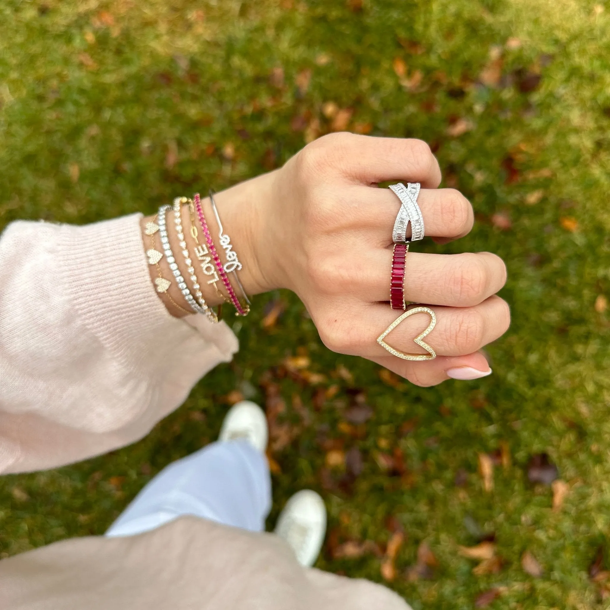 Baguette Diamond Cross Over Ring sold by LINDSEY LEIGH JEWELRY product image thumbnail 4