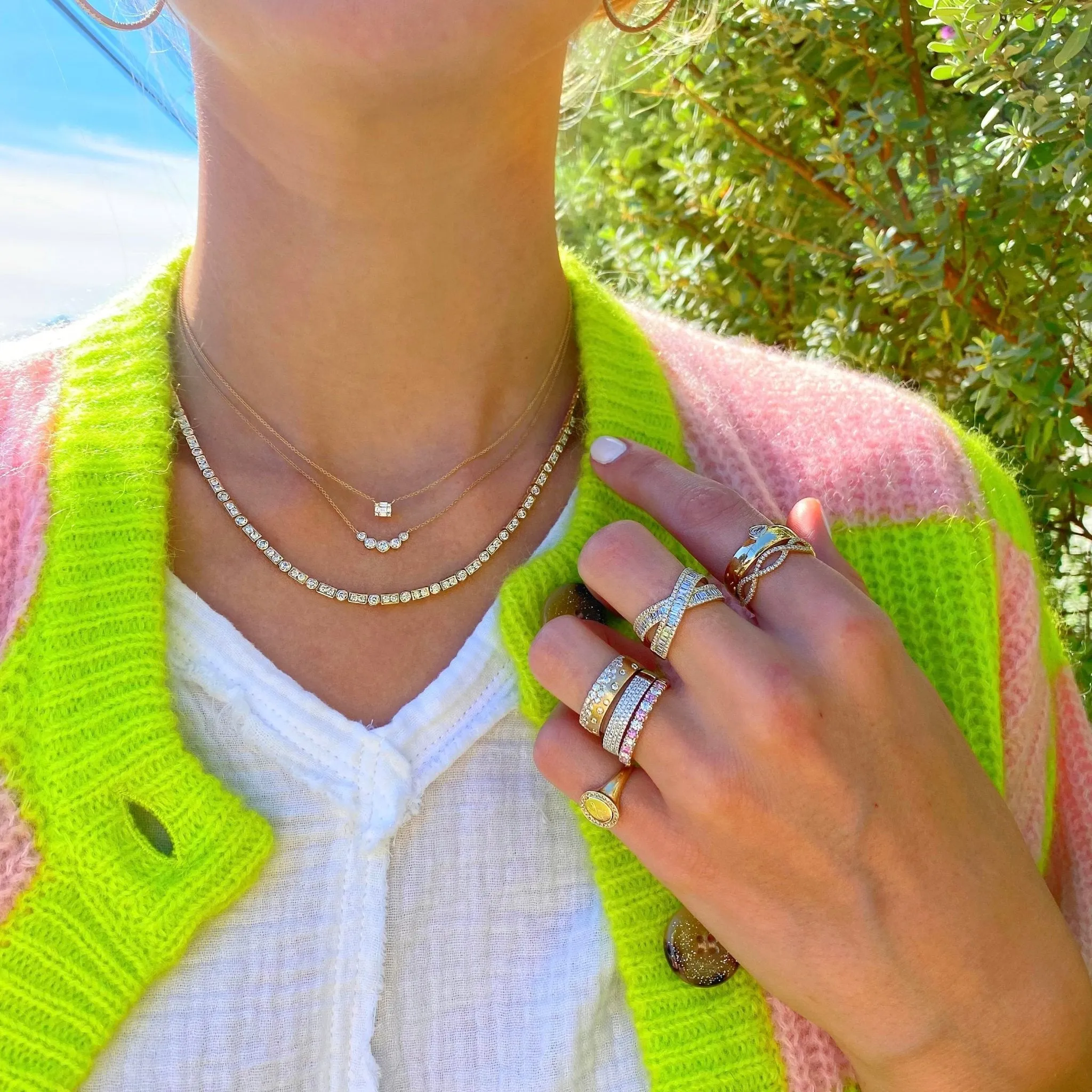 Baguette Diamond Cross Over Ring sold by LINDSEY LEIGH JEWELRY product image thumbnail 2