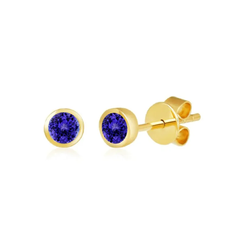 Bezel Set Gemstone Studs sold by LINDSEY LEIGH JEWELRY