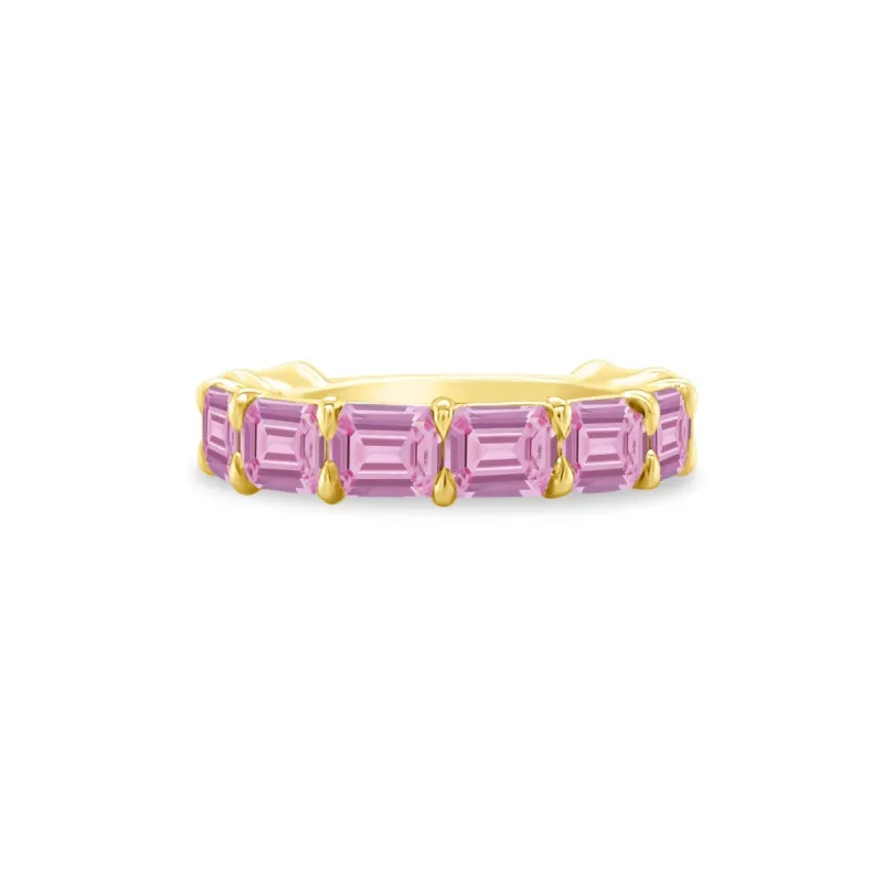 Emerald Cut Pink Sapphire Band sold by LINDSEY LEIGH JEWELRY