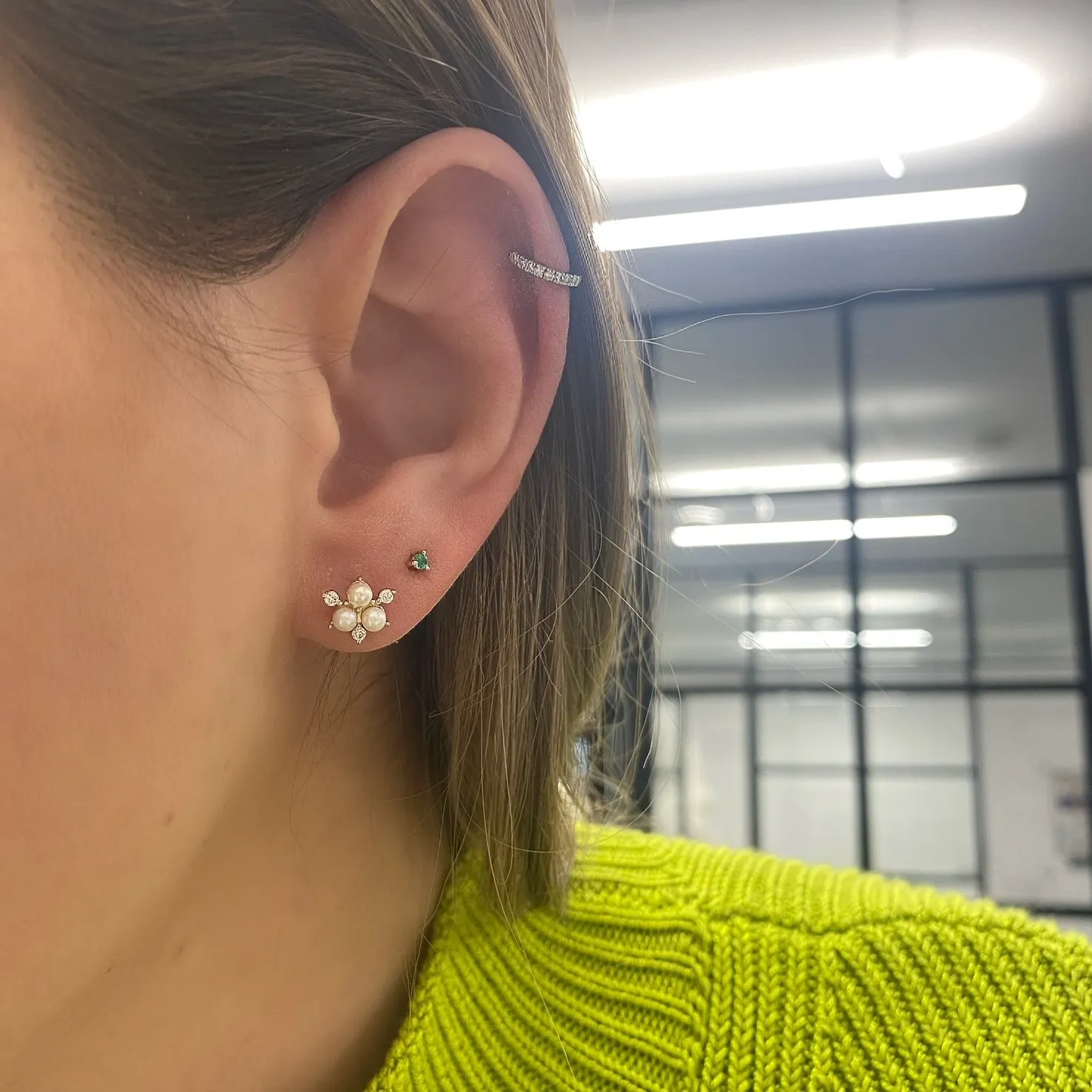 Pave & Pearl Cluster Studs sold by LINDSEY LEIGH JEWELRY product image thumbnail 2