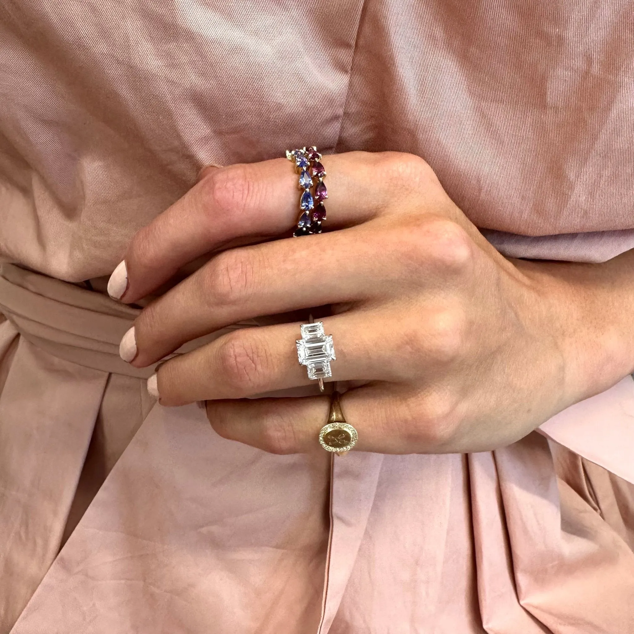 Large Tanzanite Chasing Pear Band sold by LINDSEY LEIGH JEWELRY product image thumbnail 3