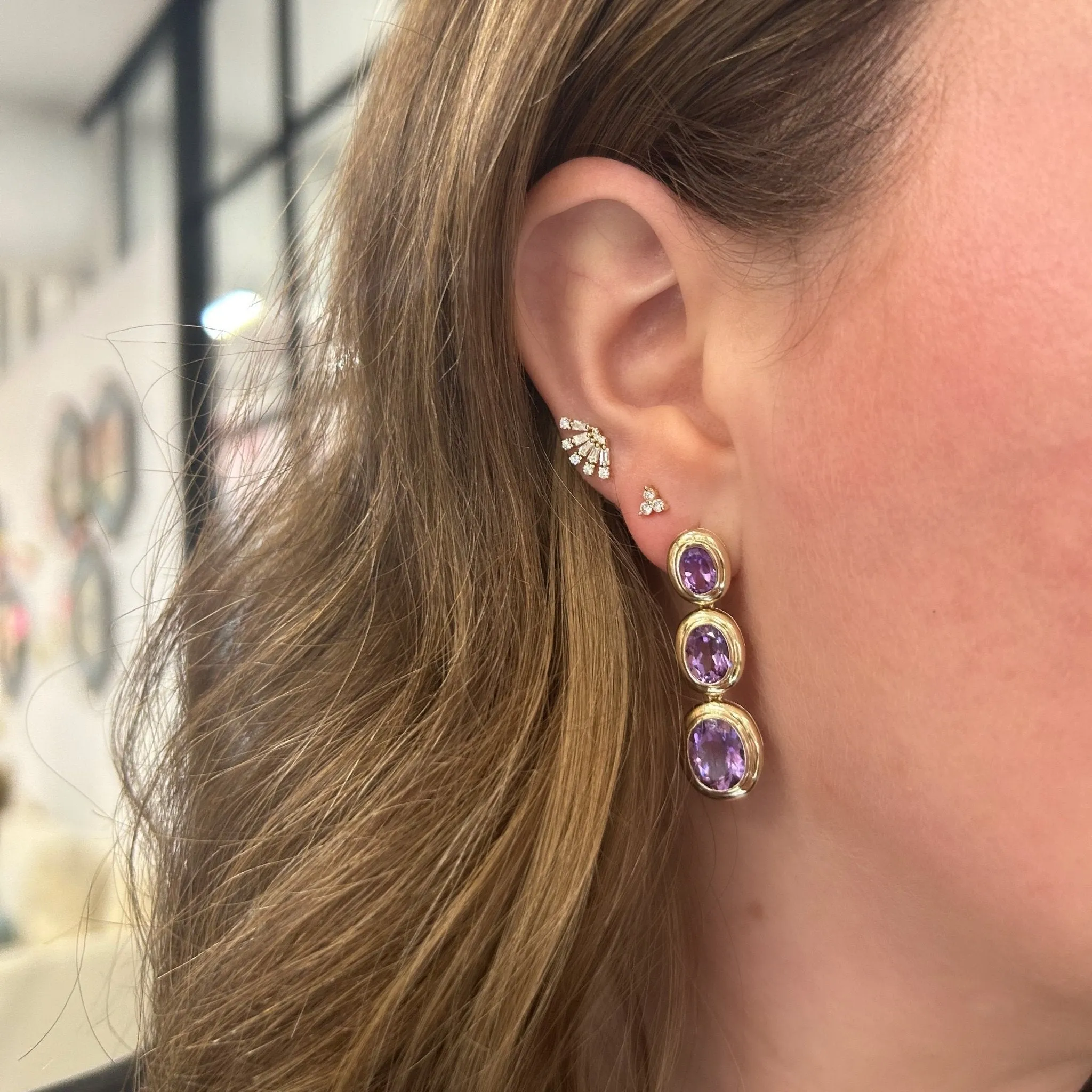 Graduated Oval Gemstone Earrings sold by LINDSEY LEIGH JEWELRY product image thumbnail 5