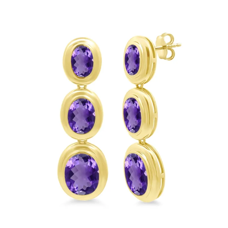 Graduated Oval Gemstone Earrings sold by LINDSEY LEIGH JEWELRY