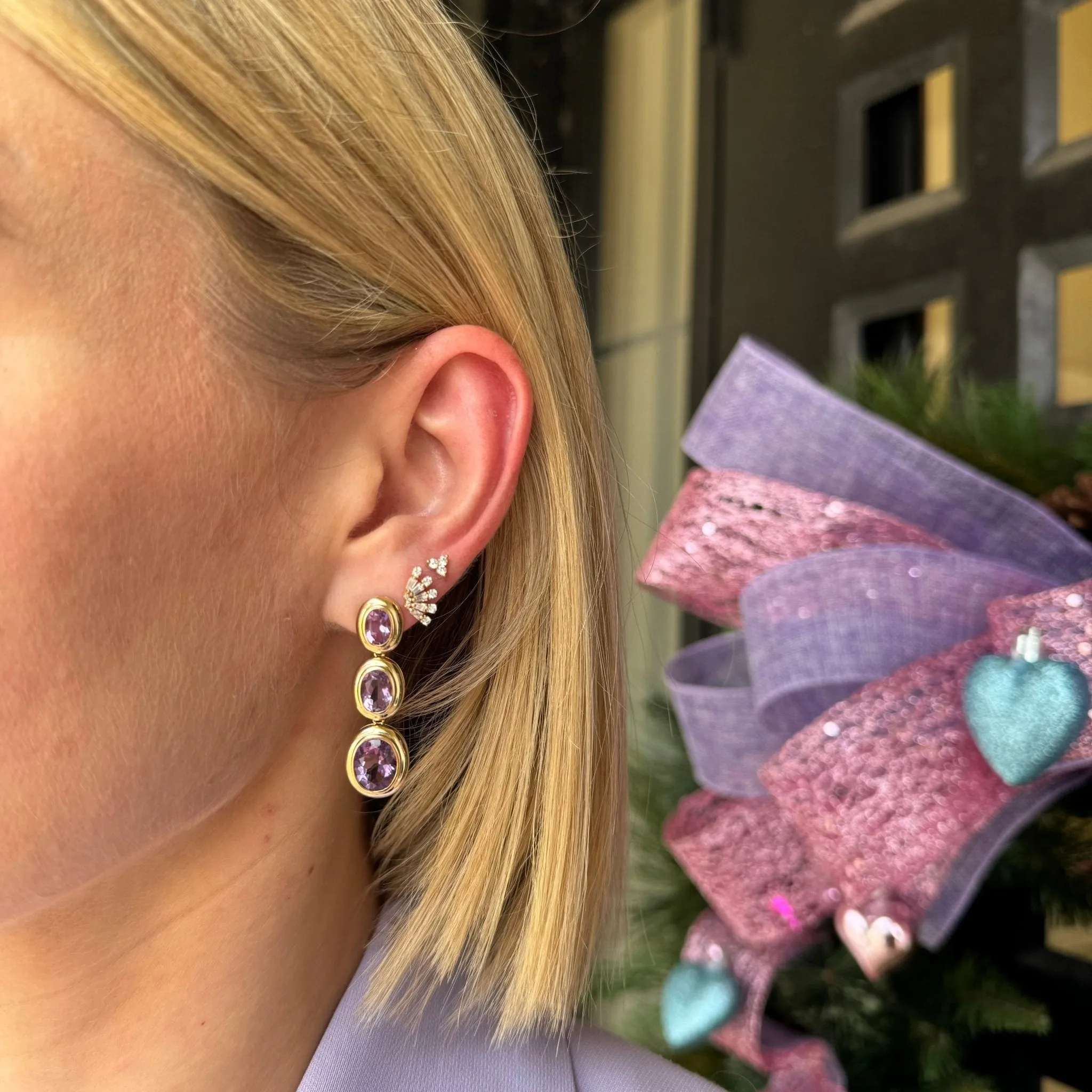 Graduated Oval Gemstone Earrings sold by LINDSEY LEIGH JEWELRY product image thumbnail 2