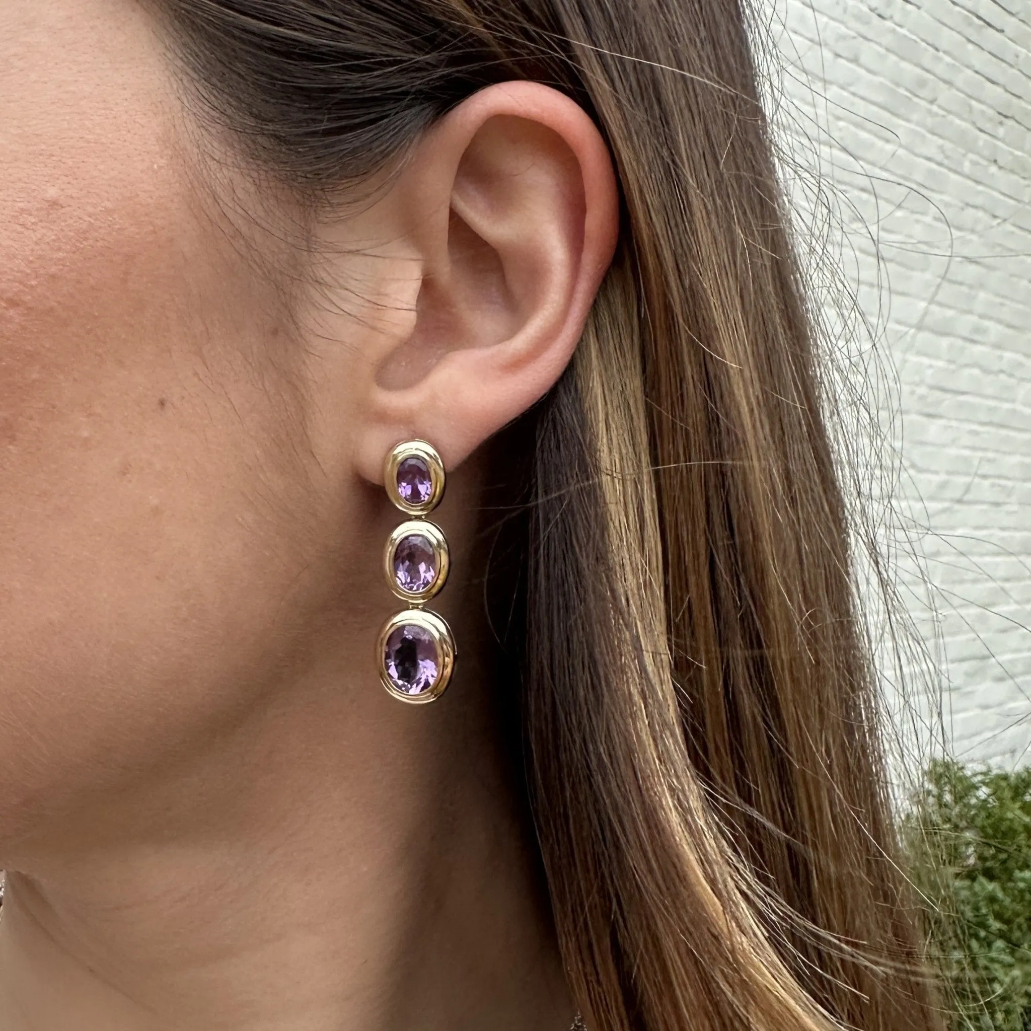 Graduated Oval Gemstone Earrings sold by LINDSEY LEIGH JEWELRY product image thumbnail 4