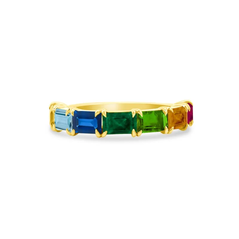 Rainbow Baguette Band sold by LINDSEY LEIGH JEWELRY