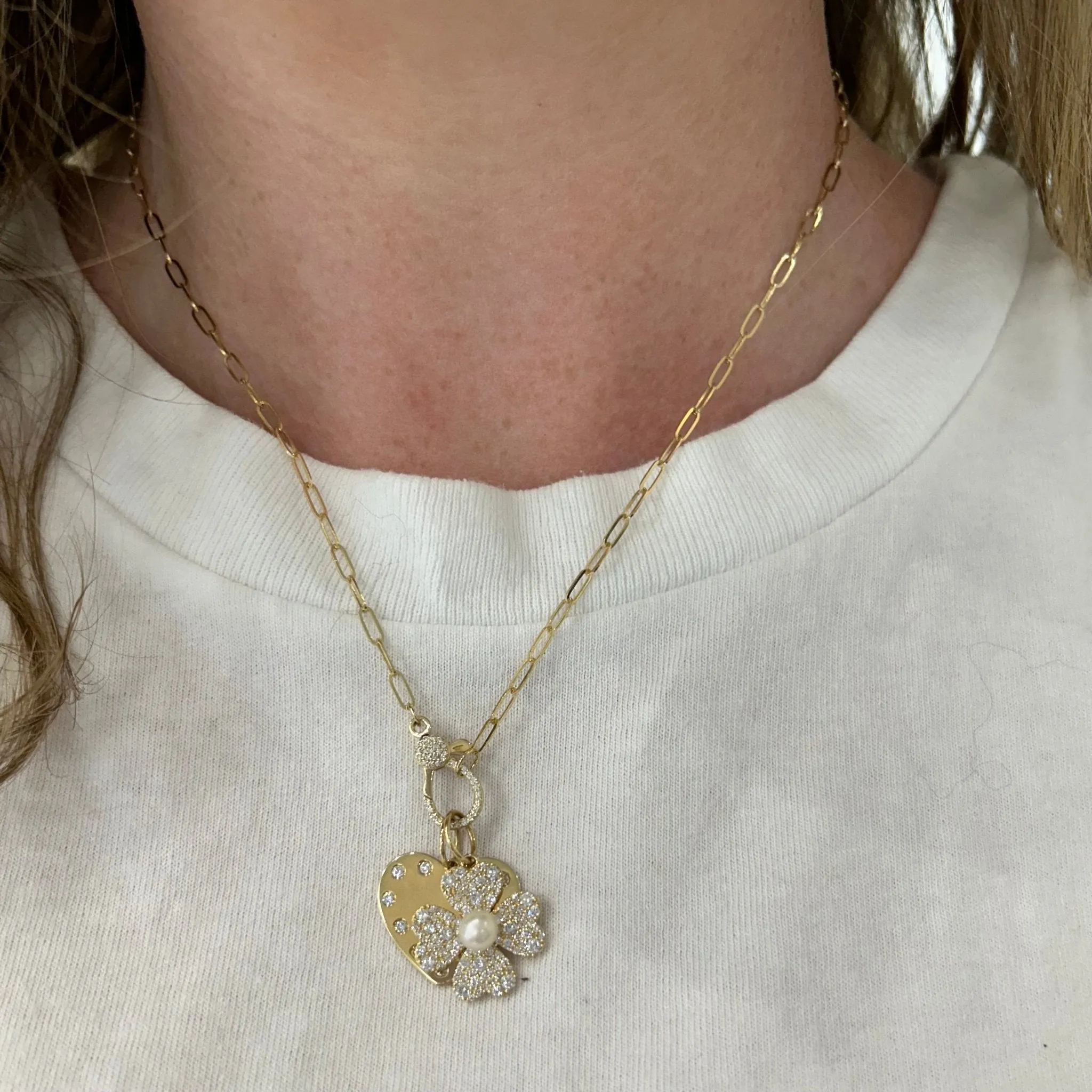 Diamond & Pearl Clover Charm sold by LINDSEY LEIGH JEWELRY product image thumbnail 2