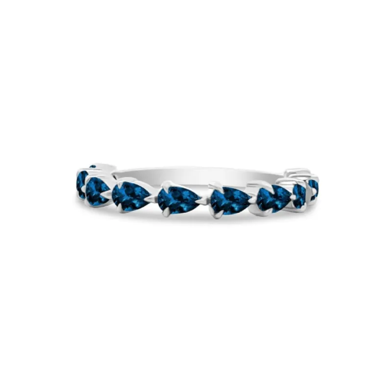 Petite Blue Sapphire Chasing Pear sold by LINDSEY LEIGH JEWELRY