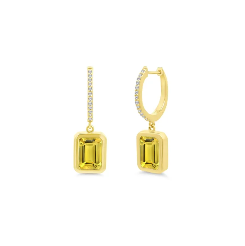 Diamond & Bezel Gemstone Dangle Earrings sold by LINDSEY LEIGH JEWELRY