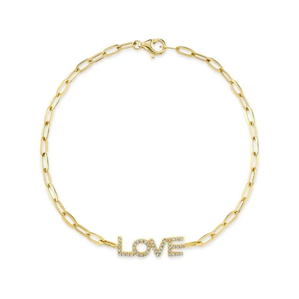 Diamond Love Paper Clip Bracelet sold by LINDSEY LEIGH JEWELRY