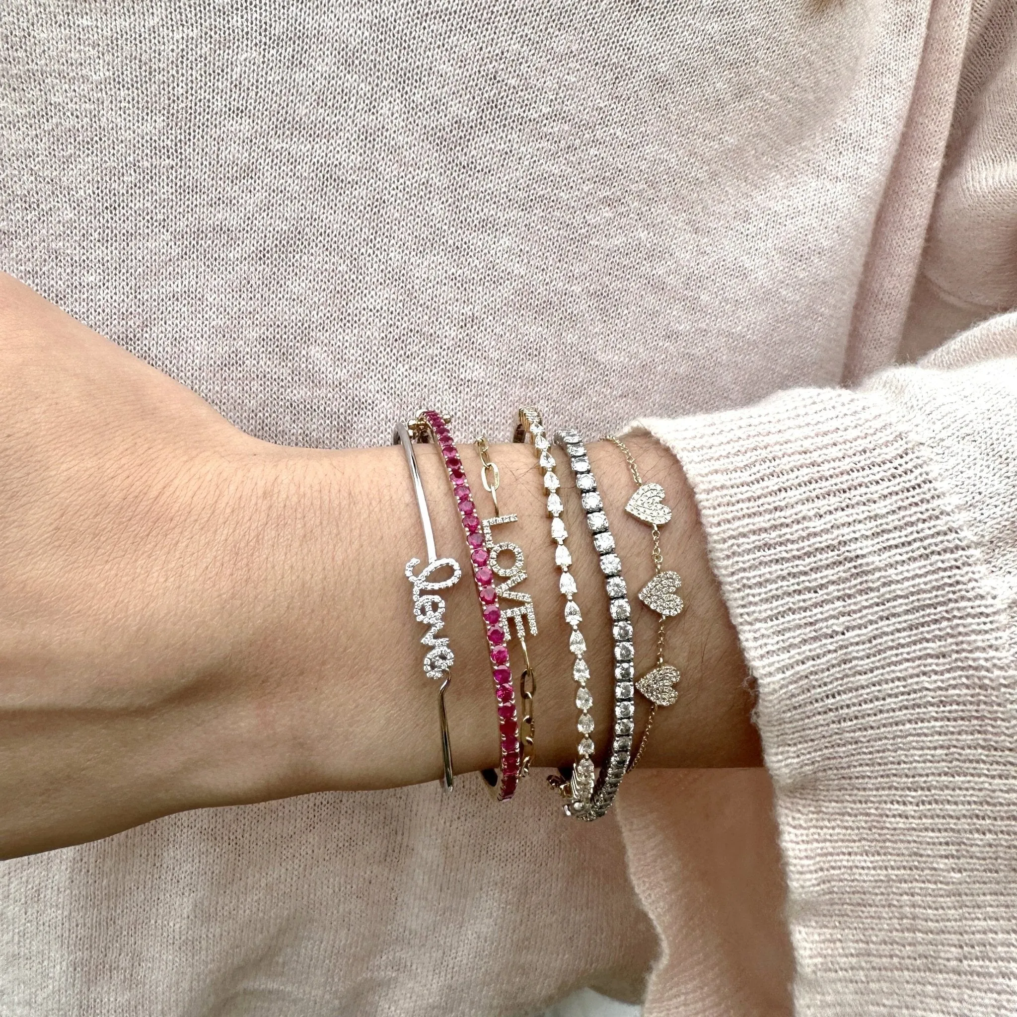 Diamond Love Paper Clip Bracelet sold by LINDSEY LEIGH JEWELRY product image thumbnail 4