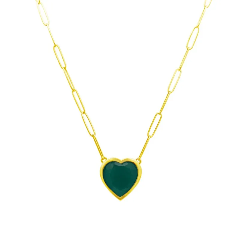 Bezel Set Heart Cut Emerald Necklace sold by LINDSEY LEIGH JEWELRY