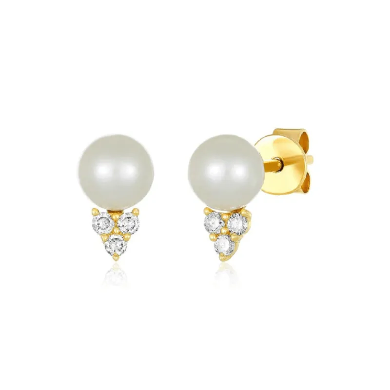 Pearl Diamond Trio Studs sold by LINDSEY LEIGH JEWELRY