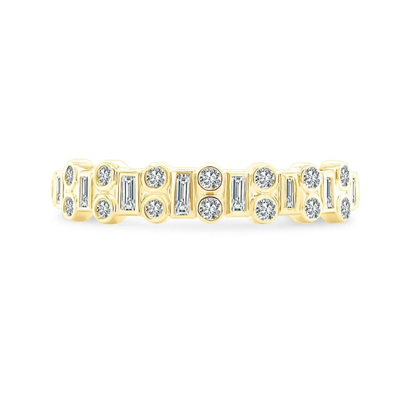 Alternating Baguette & Double Diamond Bezel Band sold by LINDSEY LEIGH JEWELRY